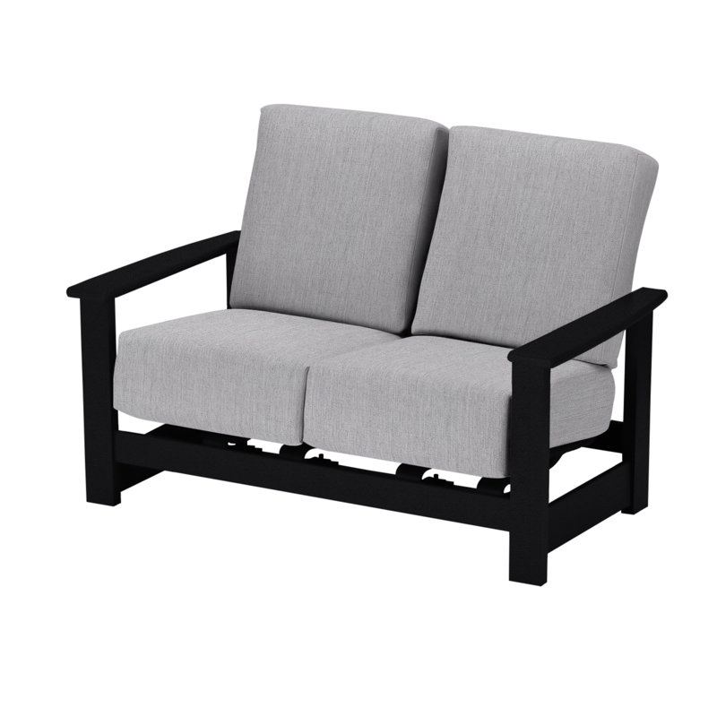 Leeward 56.5'' Wide Loveseat with Cushions, Canvas Granite Sunbrella® Canvas, Black