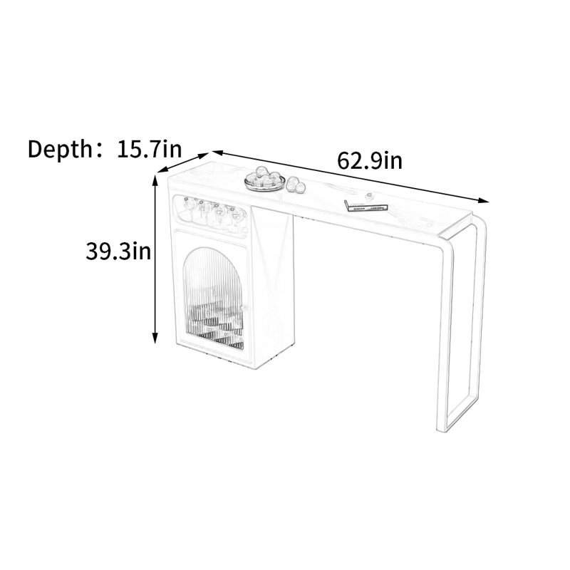 Godoy, 39.30”H x 62.9”L x 15.7”W, Beige