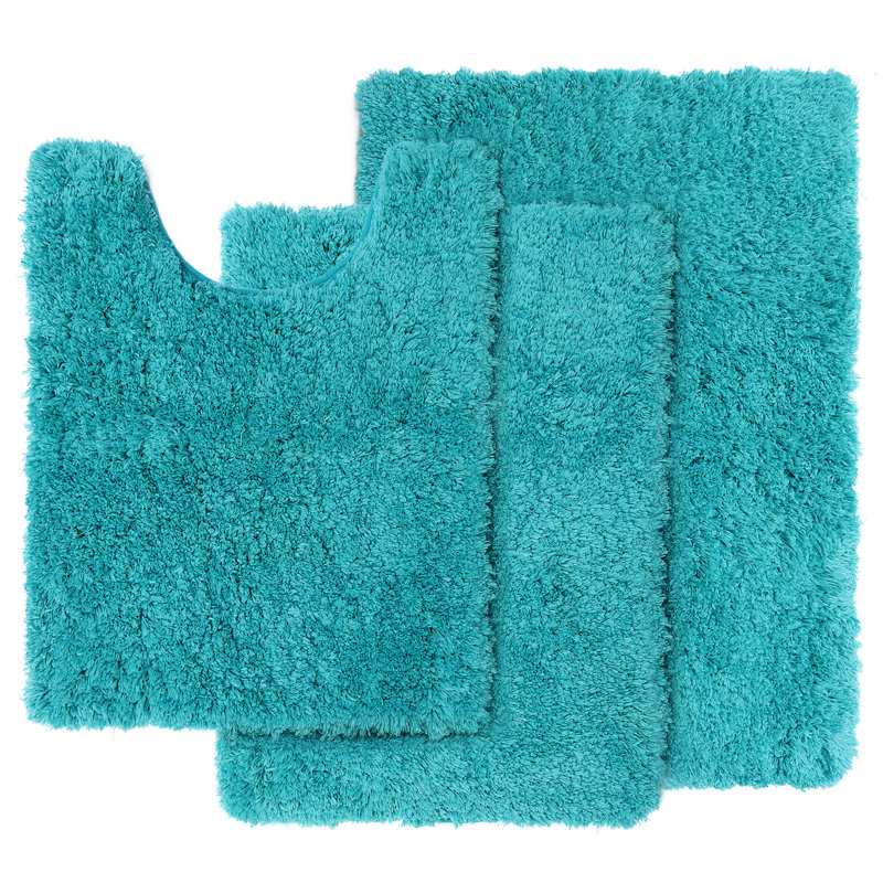 Kriebel Luxury Ultra Soft Bathroom Rugs with Non-Slip Backing (Set of 3), Teal