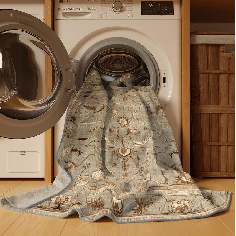 Tapis brun lavable à la machine, Carré 3 pi