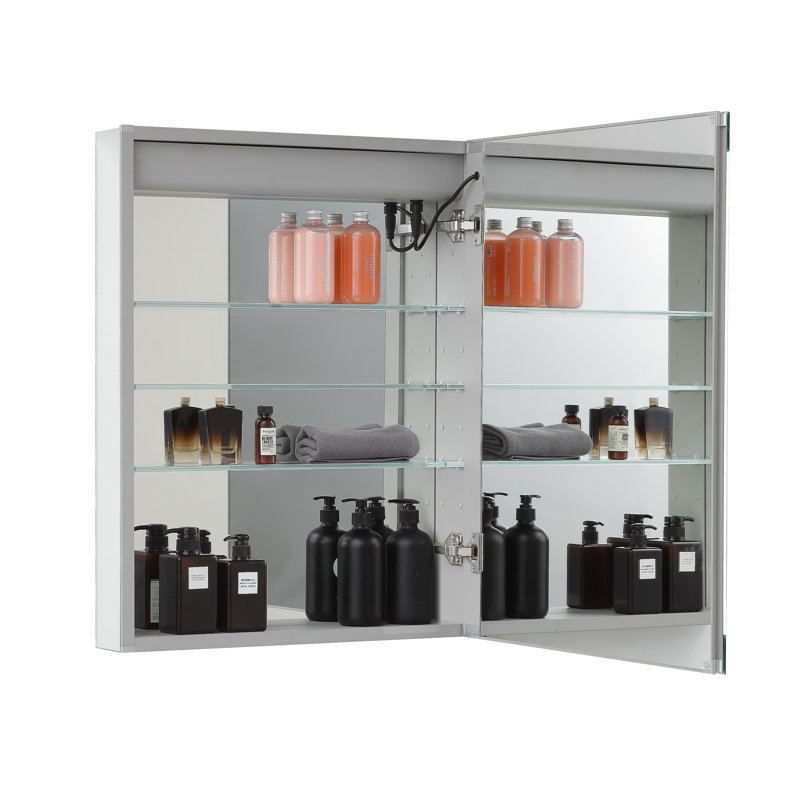 Charnière droite pour armoire à pharmacie à DEL, miroir grossissant ajustable verticalement 3 fois avec l 24 po x H 30 po x P 5 po Jenzel