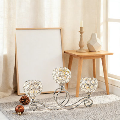 Elegant 3-Arm Crystal Tea Light Candle Holder Set, Metal And Crystal Centerpiece For Wedding Table, Christmas, Living Room, And Party Decorations