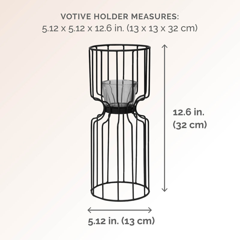 Elements Metal Tabletop Votive Holder, 12.6" H x 5.12" W x 5.12" D