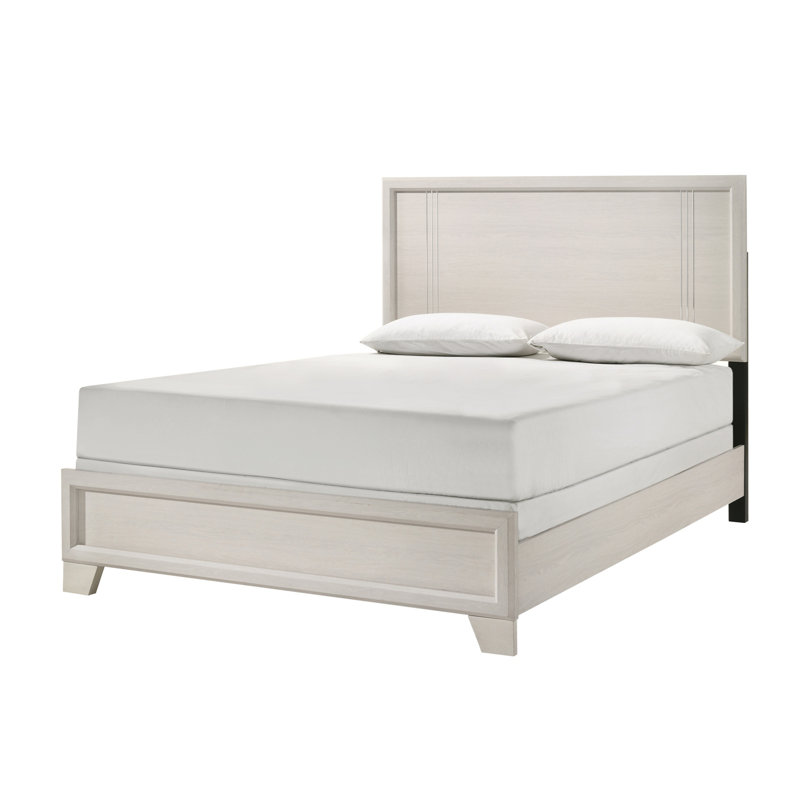 Lit à panneau contemporain, Beige / Blanc cassé, Grand