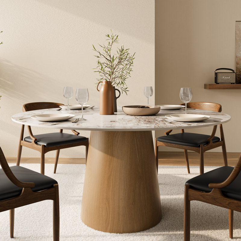 Table de salle à manger Bobrow Natural, Bois, Pandora, 29,52 po x l 53,15 po x P 53,15 po
