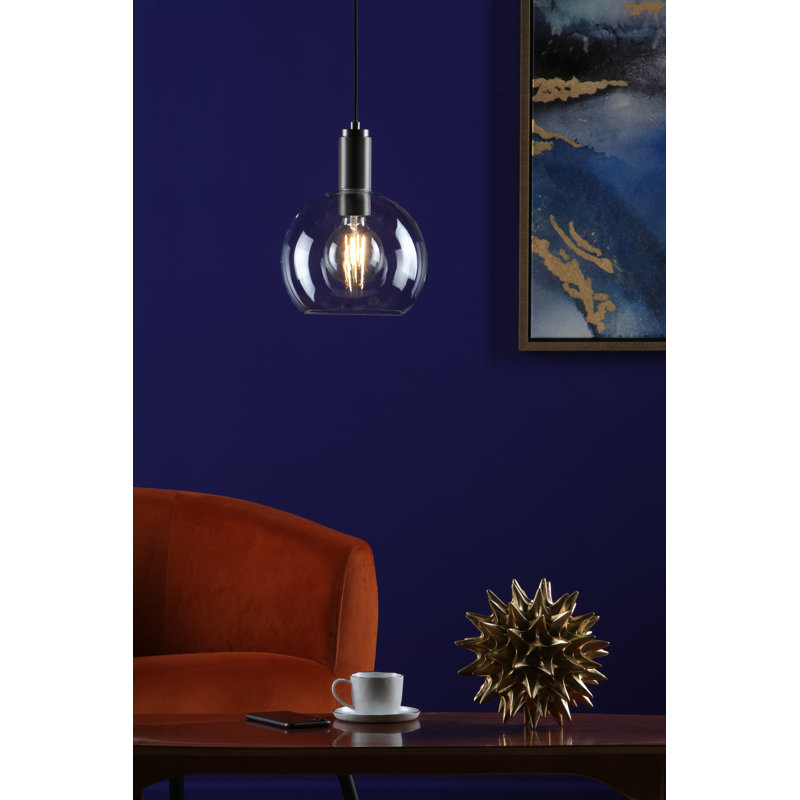 Nikolas 1LT SUSPENSION KNURLED CW ROUND CLEAR GLASS, Antique Chrome