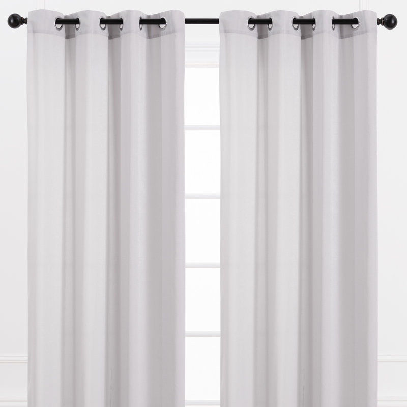 Elrosa Semi Sheer Grommet Single Curtain Panel, 52" W x 108" L, Silver