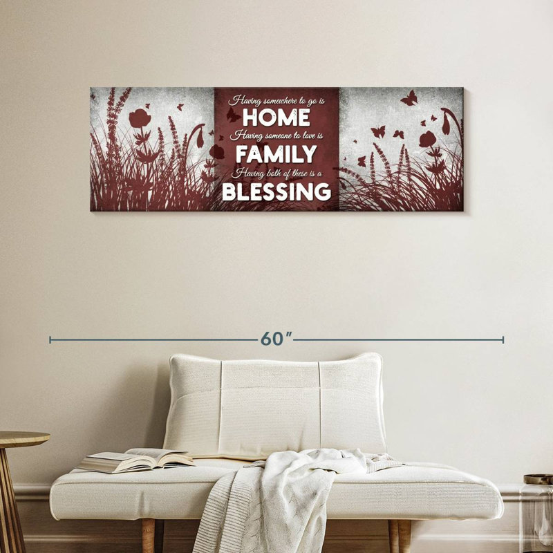Impression sur toile Home and Family Blessing, H 16 po x l 48 po x P 1,25 po
