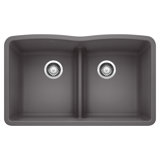 Diamond SILGRANIT 32" L X 19.25'' W Double Bowl Undermount Kitchen Sink with Low Divide