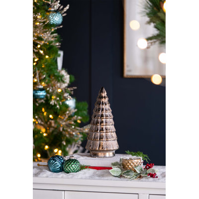 Bohemian Styled Eye-Catching Ceramic Tree with Shiny Metallic Finish, Ideal for Decorating Shelves, Altars and Coffee Tables