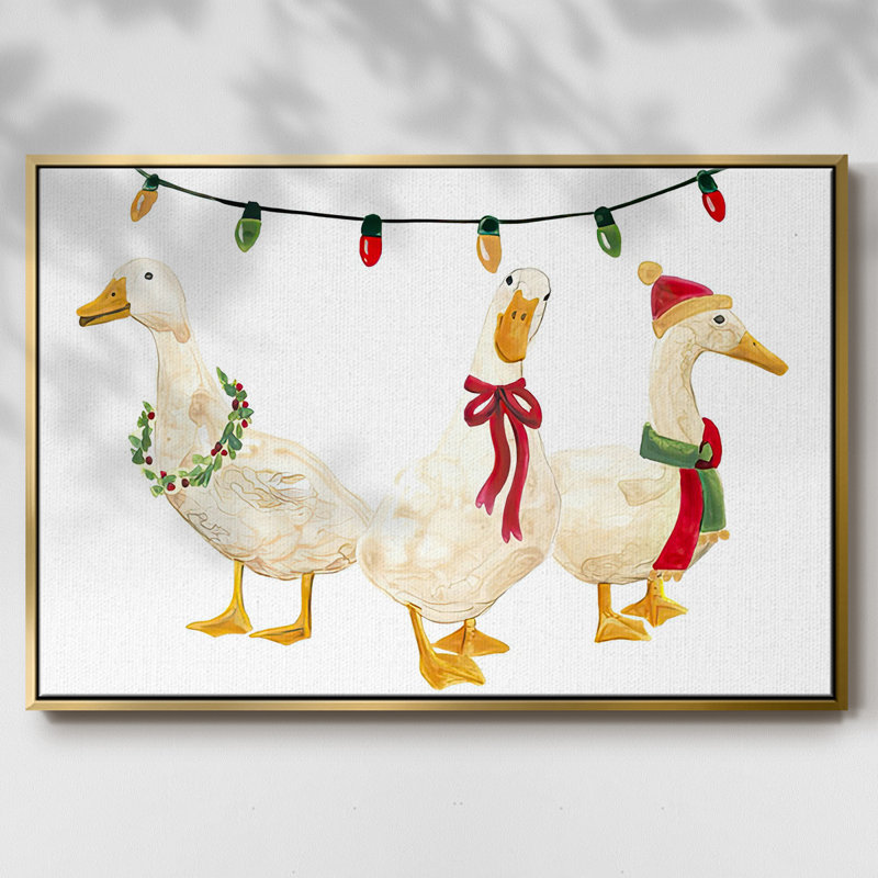 Merry Quackmas Collection A, reproduction d'art sur toile, Encadrement doré, H 27 po x l 41 po x P 1,5 po
