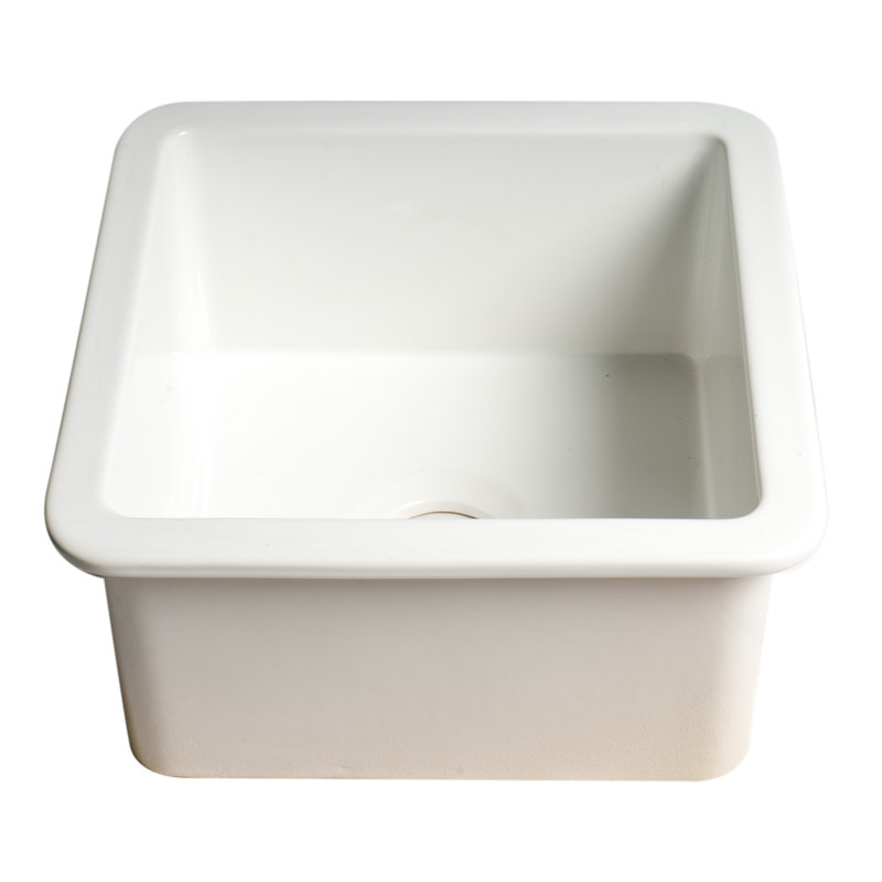 18'' L Single Bowl Fireclay Kitchen Sink, White