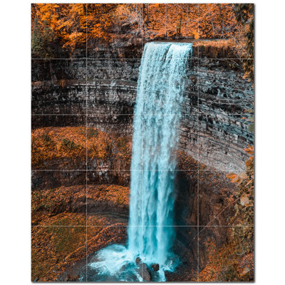 Waterfalls Photo 4.25'' x 4.25'' Satin Ceramic Decorative Mural