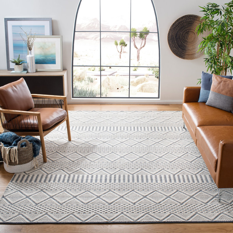 Tapis géométrique en laine tissé à la main Semple Natura, Rectangle 8 pi x 10 pi