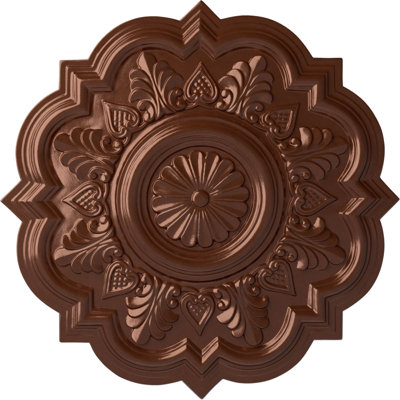 Médaillon de plafond Endurathane Shakuras, DE 19 3/4 po x P 1 3/8 po (pour auvents jusqu'à 5 po), pot peint à la main de finition craquelée crème
