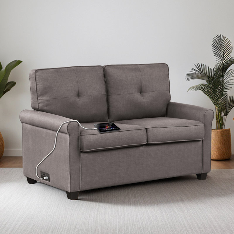 Élégant canapé-lit coulissant avec tissu en polyester tissé et cadre en bois massif