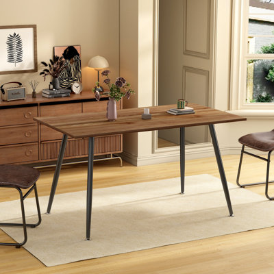 51.2" Modern Rectangular Dining Table With Wood Finish Top And Black Metal Legs by 17 Stories