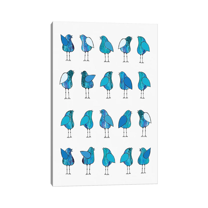 Gossip Birds Blue by Lisa Frances Judd - Wrapped Canvas Print, 20.32 cm H x 30.48 cm W