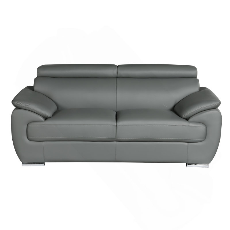 Causeuse en cuir véritable, Gris
