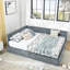 Grand lit capitonné avec rangement capitonné, cadre de canapé-lit avec dossier confortable et accoudoirs, grand lit pour chambre à coucher, salon, velours, gris (85,5 po x 64,5 po x 29,5 po)-544566730