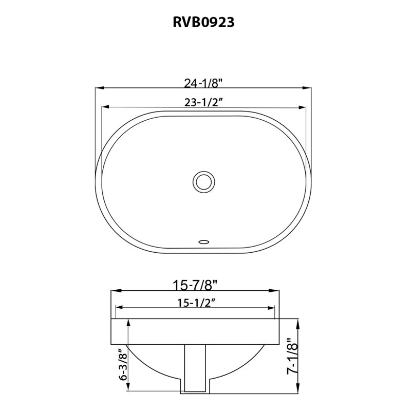 Ruvati 15.87'' Porcelain Ceramic Oval Bathroom Sink with Overflow