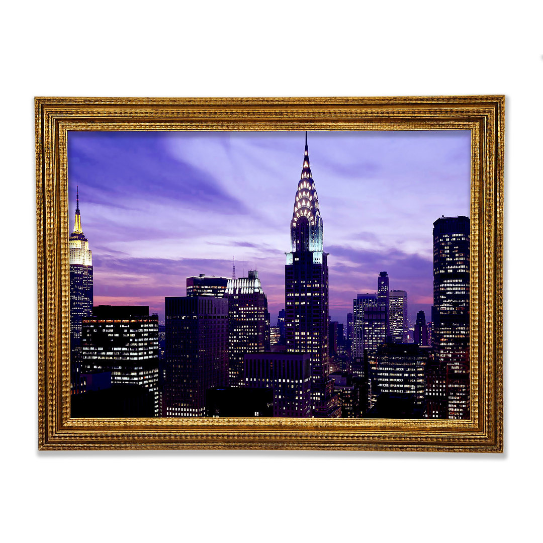 Empire State Building Purple Skys - Einzelne Bilderrahmen Kunstdrucke