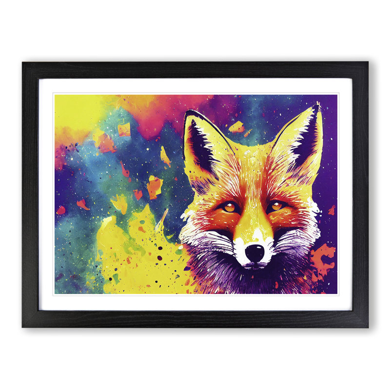 Fox Splashed Vol.1 Abstract - Single Picture Frame Painting, 34cm H x 46cm W x 2cm D, Black