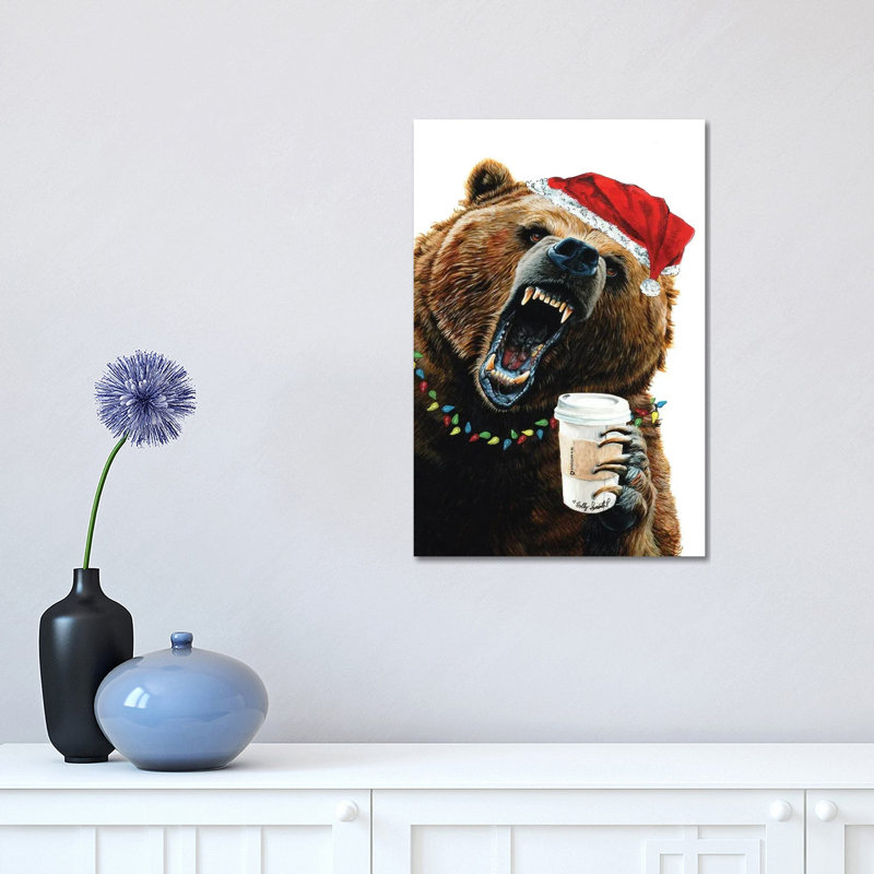 Grizzly Mornings Christmas - Wrapped Canvas Painting, 45.72cm H x 30.48cm W x 1.905cm D