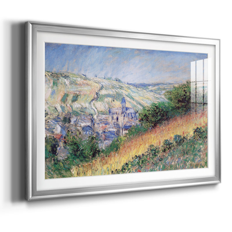 Vue de Vetheuil, impression sur papier encadrée, Argent, H 27 po x l 39 po x P 1,5 po