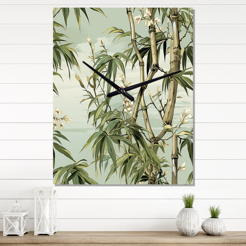 Bamboo Elegance Motif tropical - Très grandes horloges murales tropicales, Petit