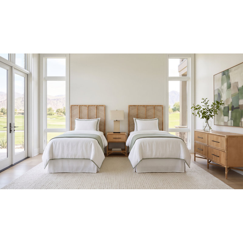Ensemble de chambre à coucher Liam quatre pièces, Naturel, 4 Pcs: Dresser, 2 Headboards, Nightstand, Lit simple