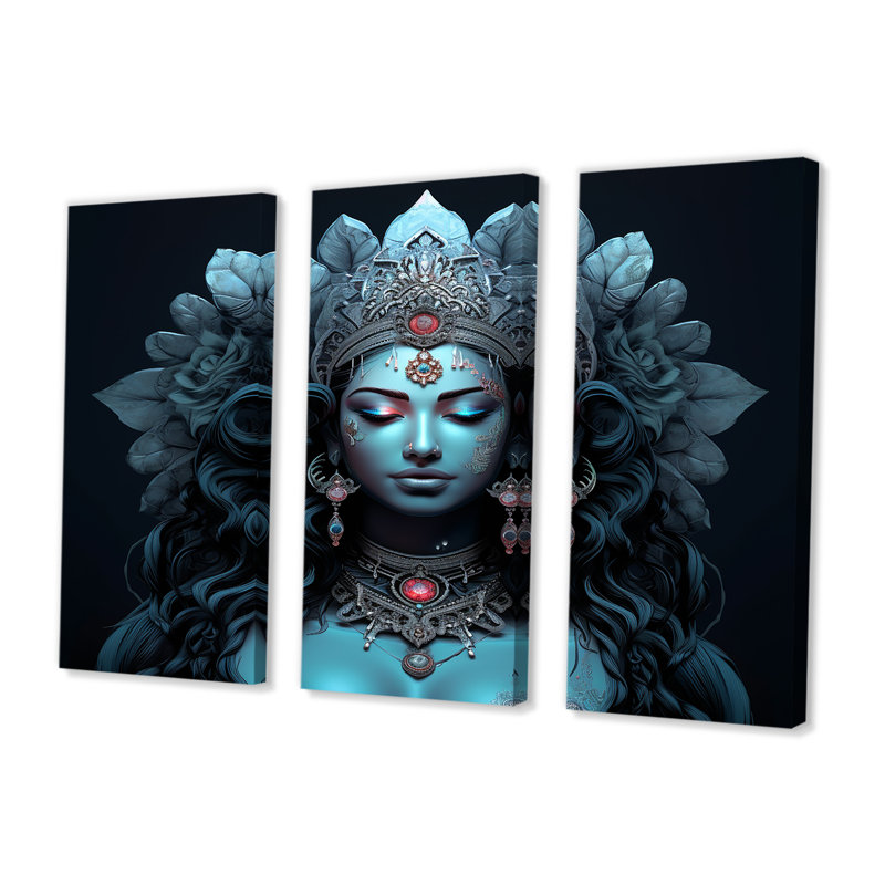 «Blue Shiva Compassion - Hinduism», ensemble de décorations murales, Toile tendue, H 32 po x l 48 po x P 1 po