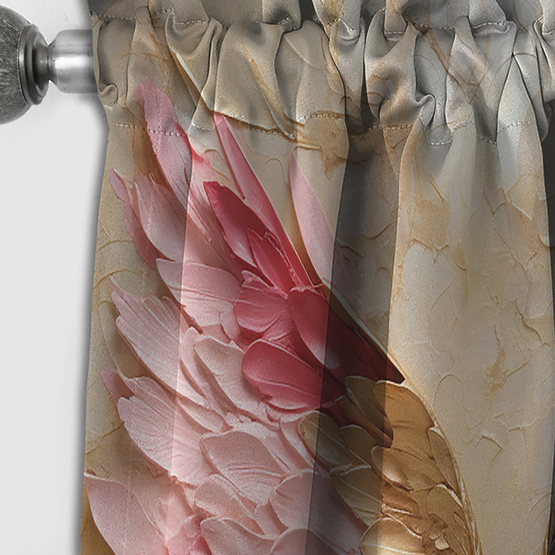 Ailes d'ange roses et dorées - Rideau abstrait occultant à spirales abstraites - 1 panneau, L 52 po x L 90 po
