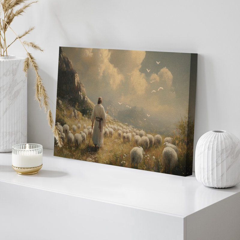 «The Good Shepherd», reproduction d'art sur toile - Peaceful Pastoral, H 12 po x l 18 po, Toile tendue, Ne s’applique pas