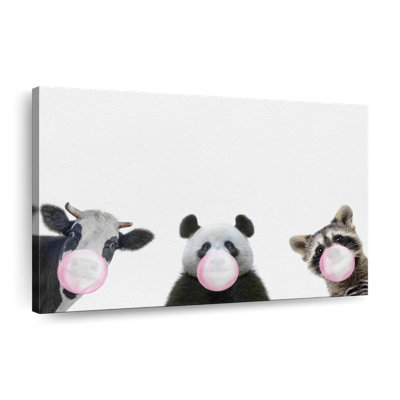 Trois animaux rigolos sur toile