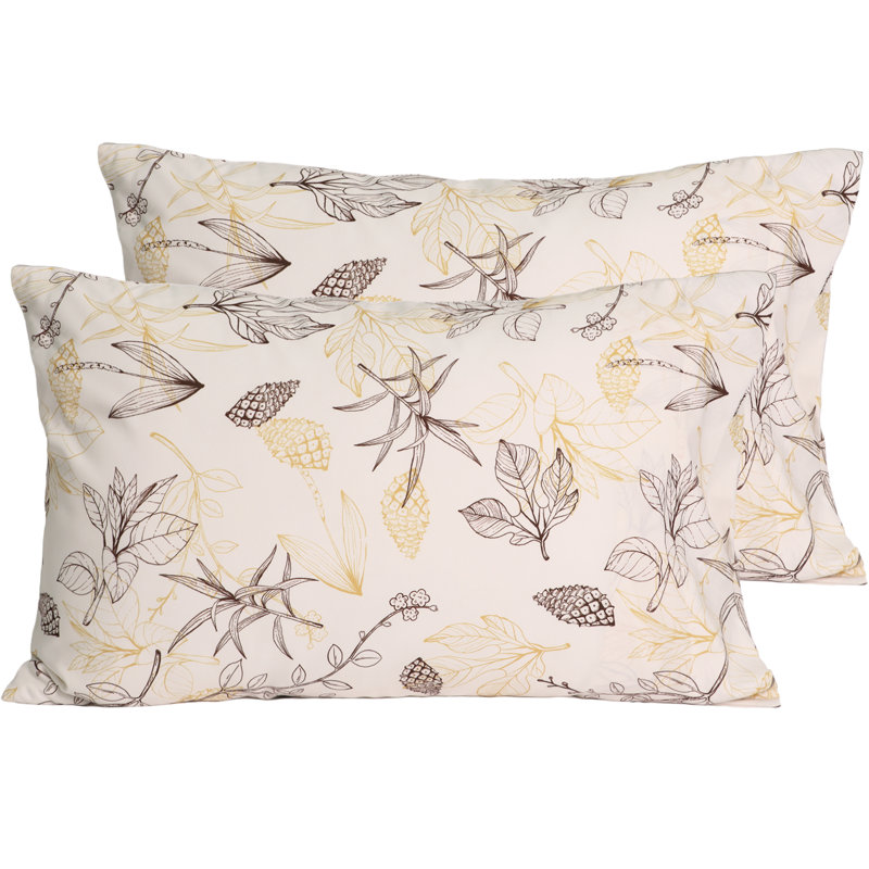 Ensemble de taies d'oreiller en tissu à motif numérique, Taies d'oreiller pour grand lit, Floral brun