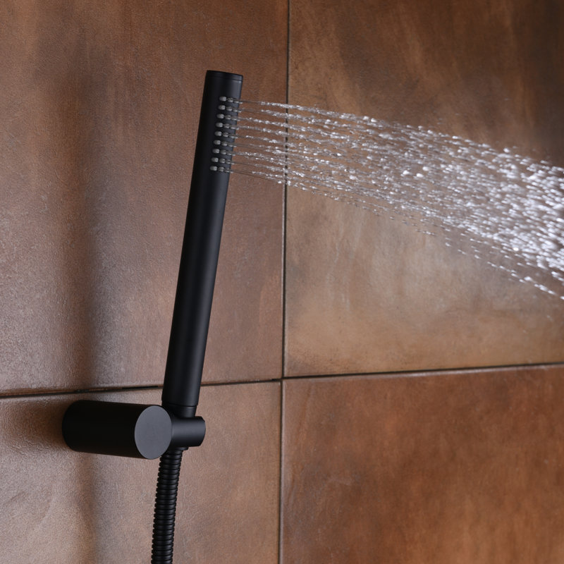 Matte Black Adjustable Rain Shower System with Handheld