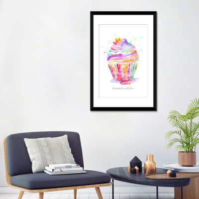 «Hommade With Love Cupcake», reproduction de peinture à l'aquarelle sur toile tendue