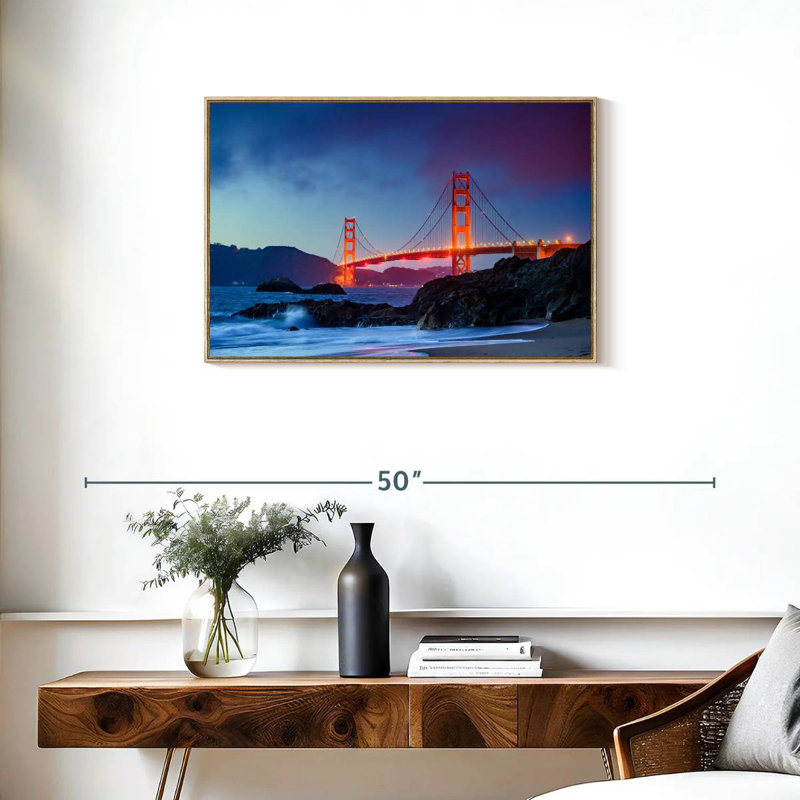 Baker Beach et le Golden Gate, Cadre flottant en bois naturel, 31 po x 21 po