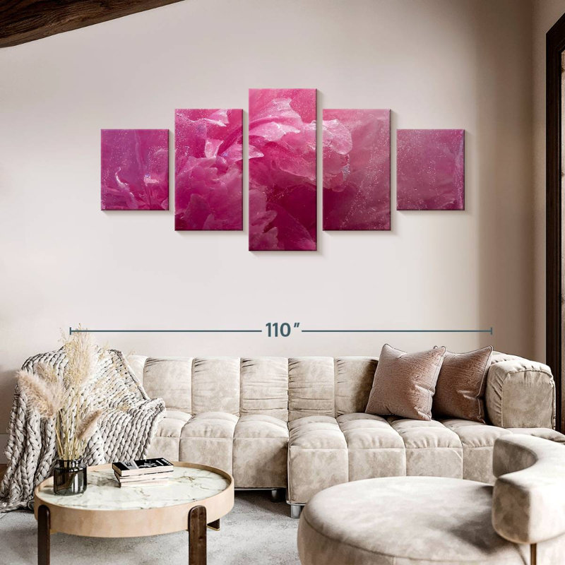 Pivoine rose gelée, H 42 po x l 92 po