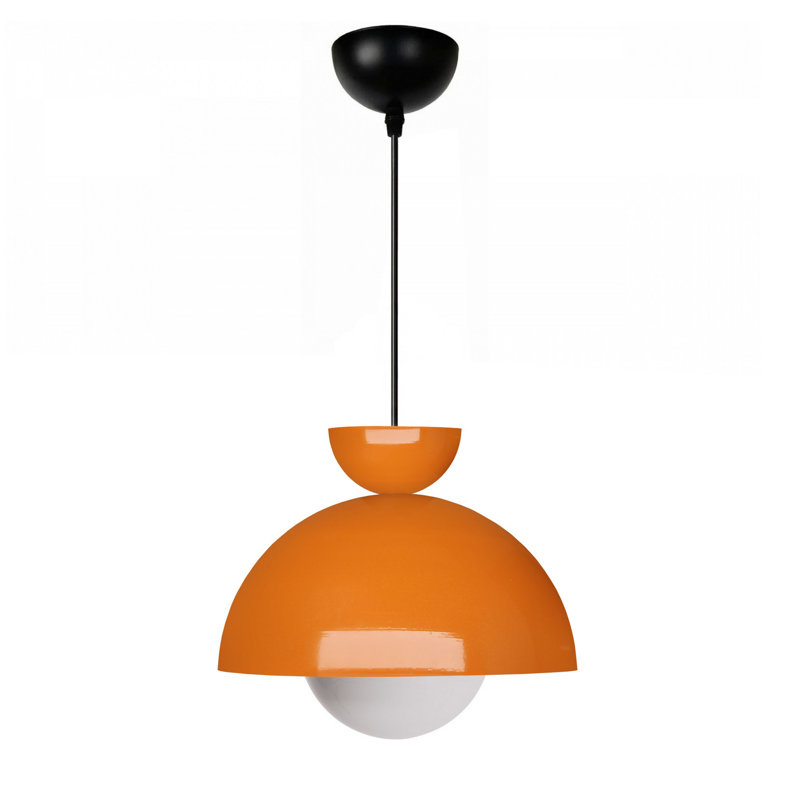 Modern Metal Chandelier with Glass Globes, Adjustable Height 39.4 - 45.3 inches | 15 W Max E27 LED, 9.8 in Cap Diameter, 5.9 in Globe Diameter, Elegant Orange Finish | Perfect for Dining Room, Living Room, or Entryway