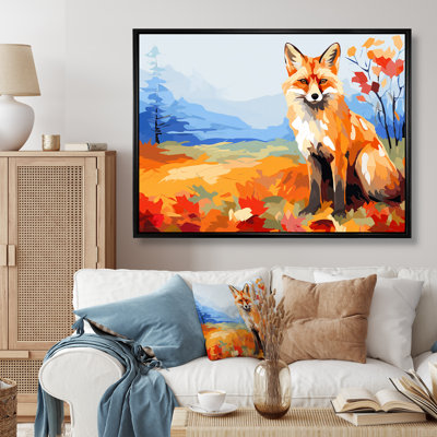 Orange orange, feuille, aventure III - art mural renard