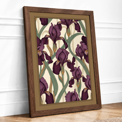 Iris Garden Pattern Botanical - Framed Print
