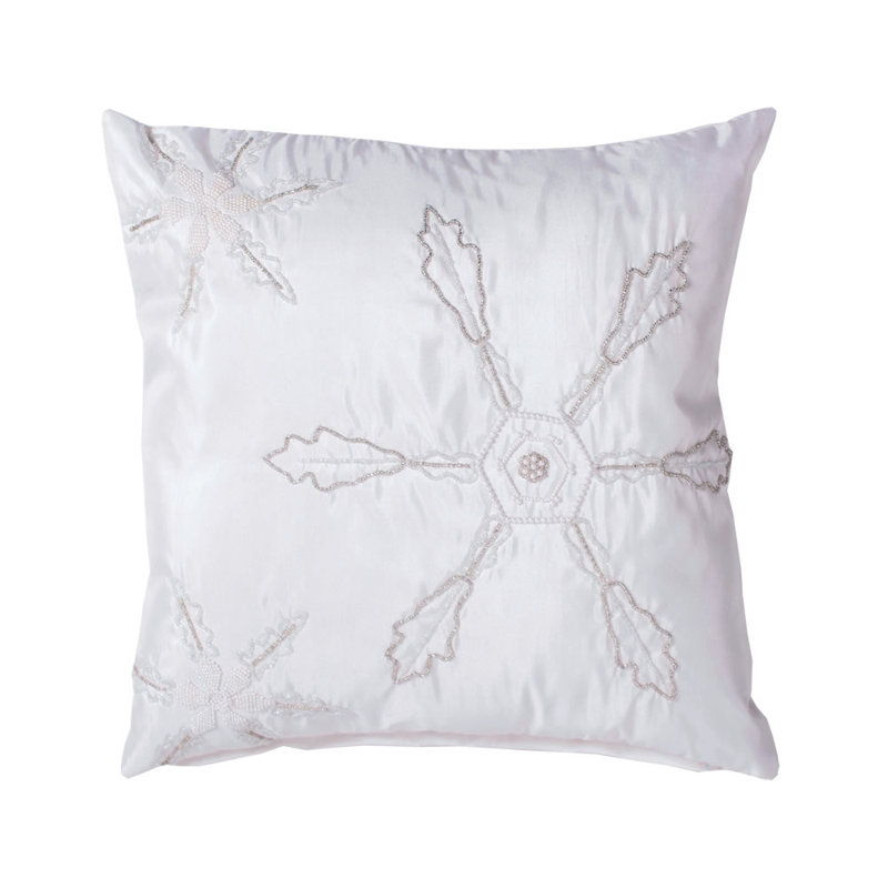  Silk Beaded Snowflakes Throw Pillow