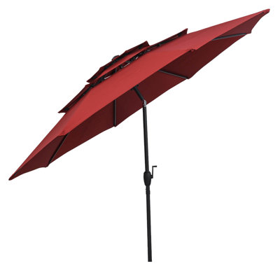 10 Ft 3-tier Vented Patio Umbrella Large Market Table Umbrella Outdoor Sun Shade 