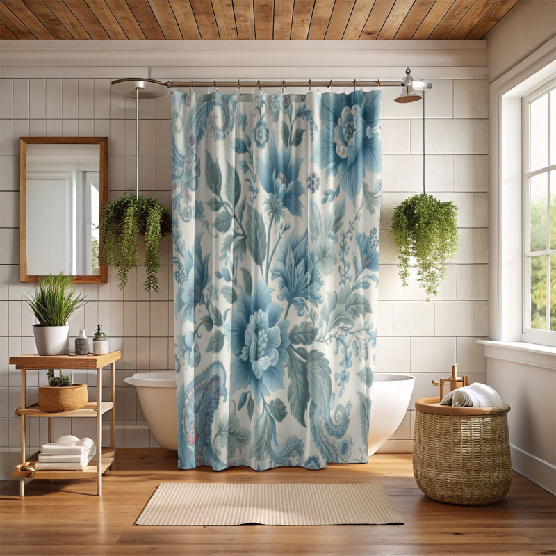 Rideau de douche standard 1 pièce Dreamy Blossoms, H 74 po x l 71 po
