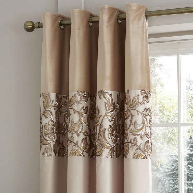 Sequin Trail Eyelet Curtains, 168 W x 183 D cm