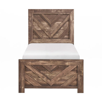 Contemporary Rustic Panel Bed Wooden Bedroom Furniture 1Pc(Only Bed)