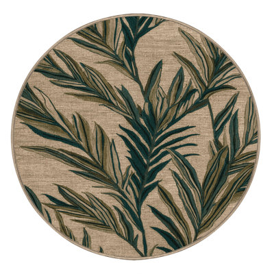 Machine Washable Botanical Brown Area Rug