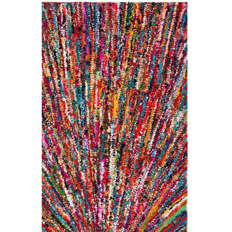 Tapis touffeté à la main en cotton multicolore Anaheim, Tapis de couloir 2 pi 3 po x 7 pi